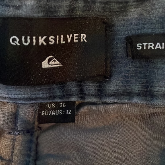 Boys size 12 Quicksilver corduroy pants.  Gray/blue - Picture 2 of 2
